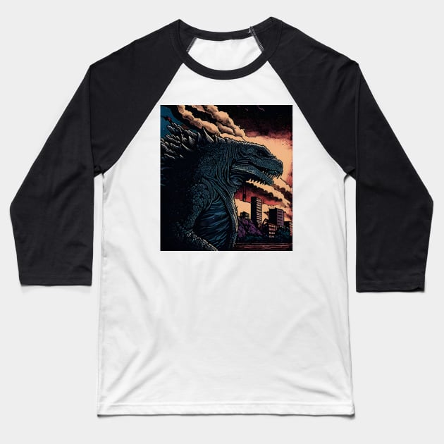 Great Godzilla off Kanagawa - King Kaiju Baseball T-Shirt by jordanfaulkner02